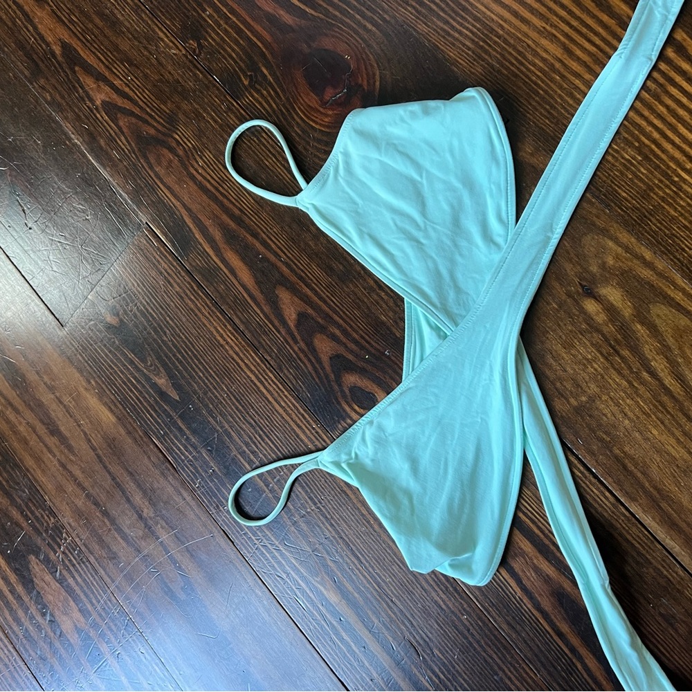 L*Space wrap top in blue. Size S.